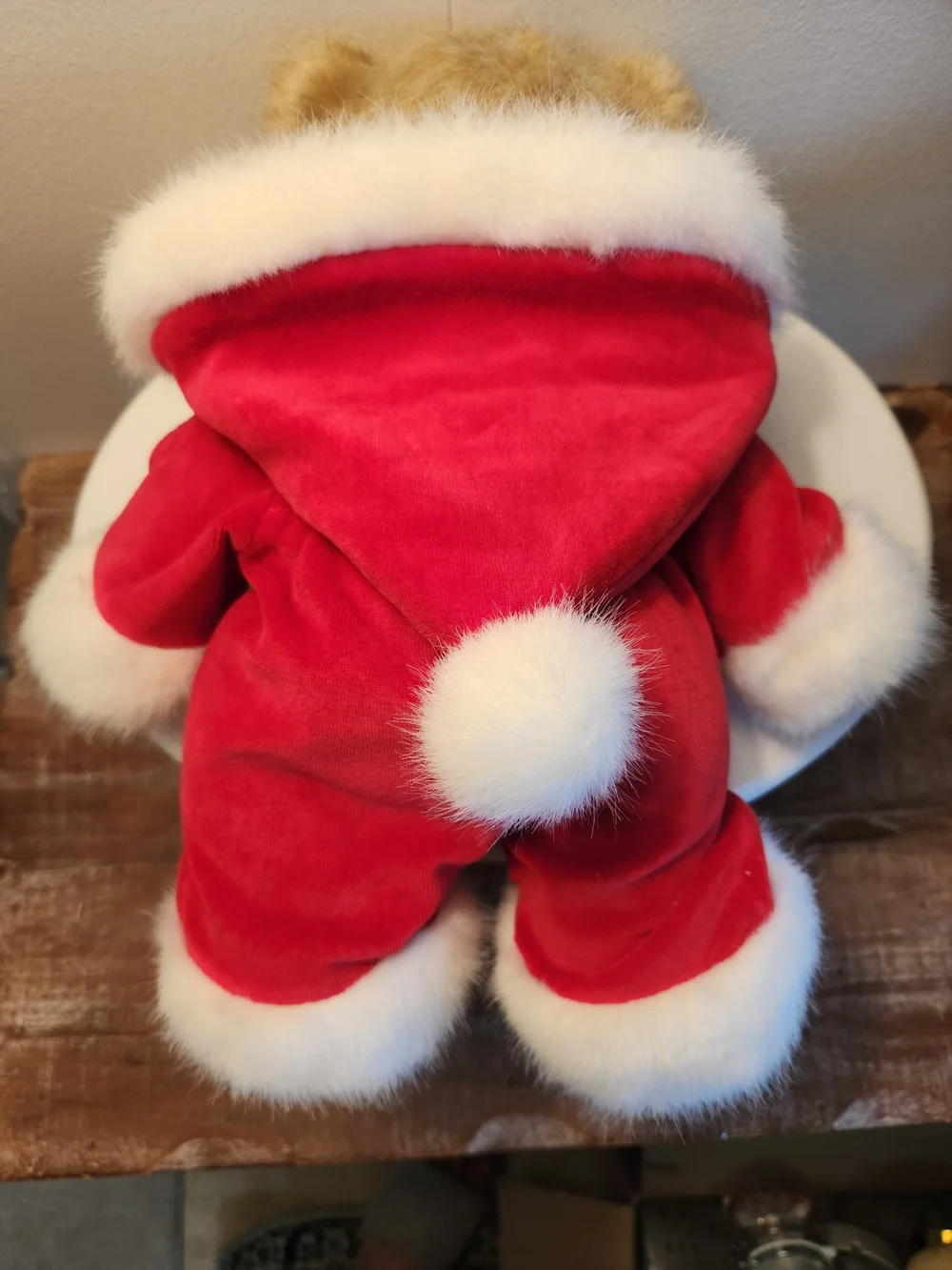 Boyds  Bear Holiday Bear in Red Santa Hoodie.
